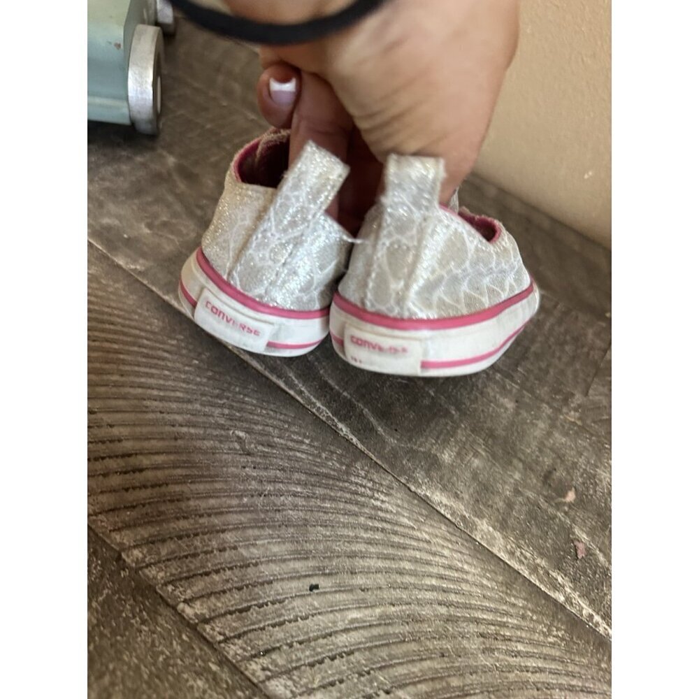 Converse CT All Star Simple Slip OX Silver/Pink Toddler Girl's Sneakers-Sz 7 - Picture 4 of 5